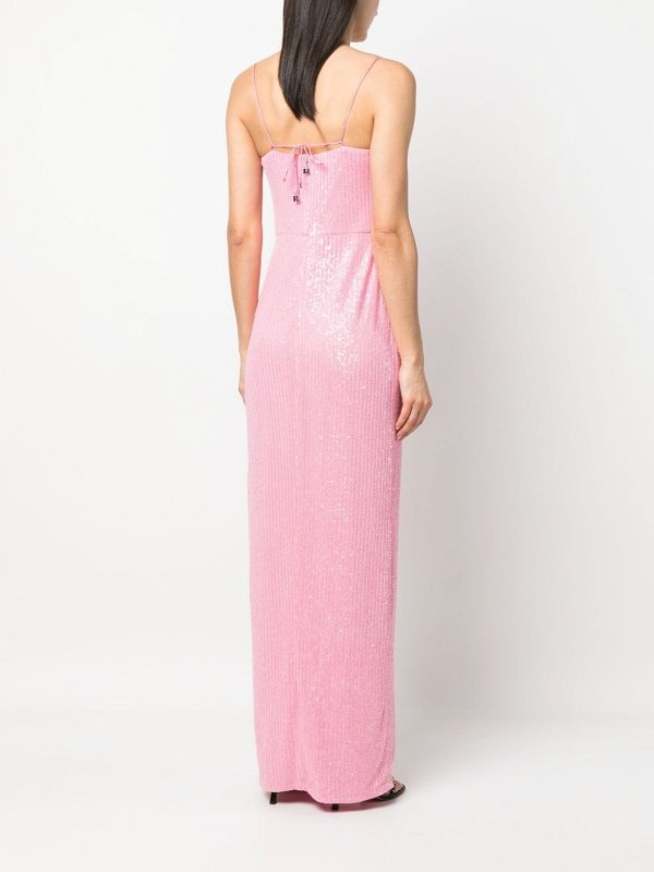 The Best Shops ROTATE Birger Christensen: knee length dresses - Transparent sequins slit-detail maxi dress