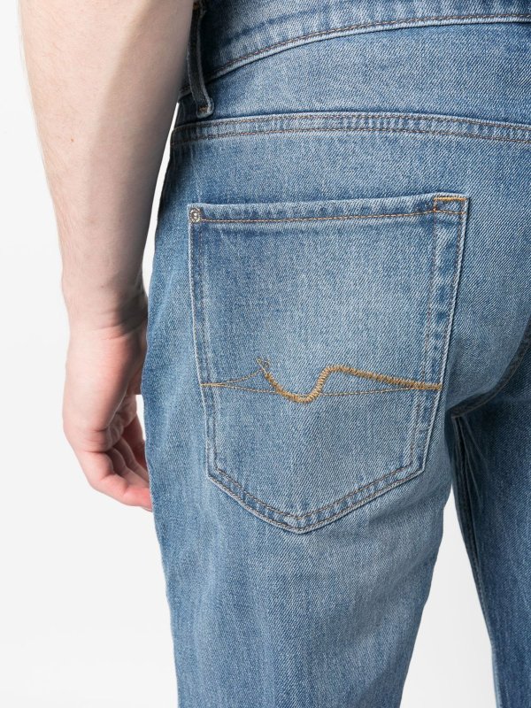 Jeans a gamba dritta con patch logo shop online: SEVEN