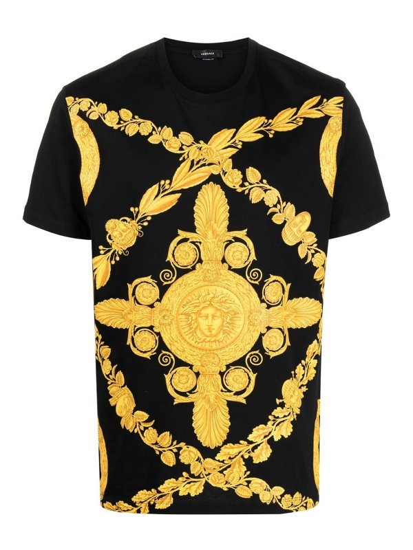 VERSACE: T-shirts - Jean Droit - Noir