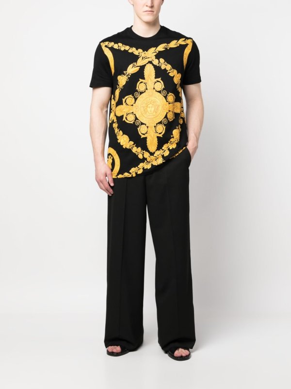VERSACE: T-shirts online - Jean Droit - Noir