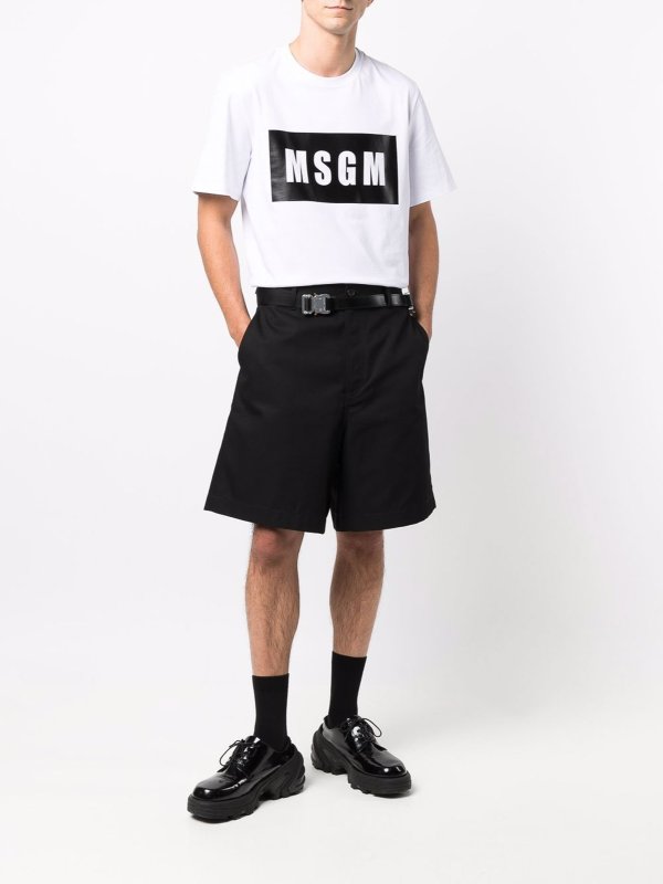 m.s.g.m.: t-shirts online - White/black cotton logo-print cotton t-shirt