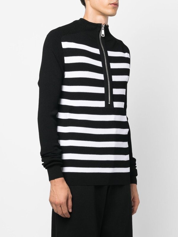 Striped half-zip jumper shop online: Balmain