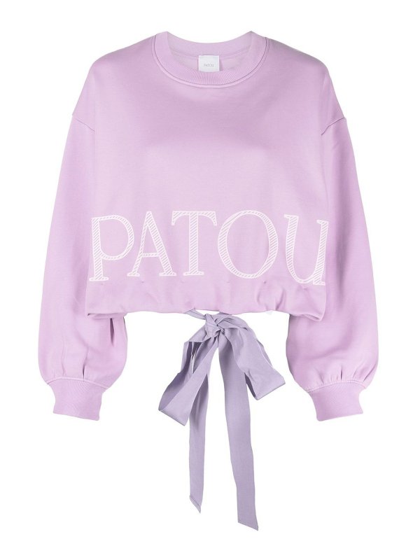 PATOU: crew necks - Cropped logo-print sweatshirt