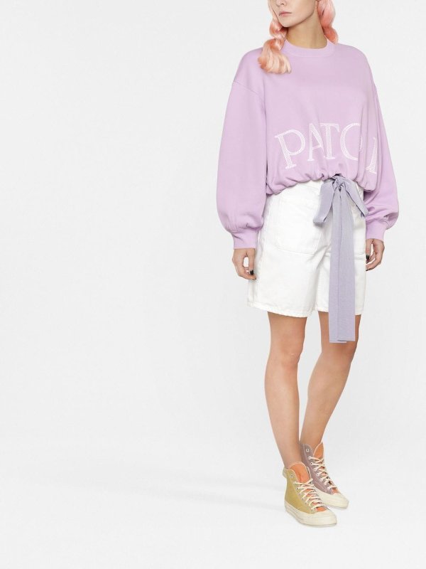 PATOU: crew necks online - Cropped logo-print sweatshirt