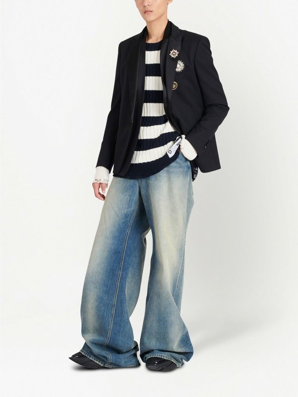 The Best Shops Balmain: crew necks - Wool blend striped pattern jumper