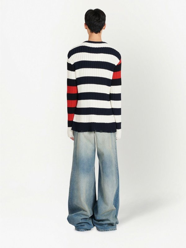 Wool blend striped pattern jumper shop online: Balmain