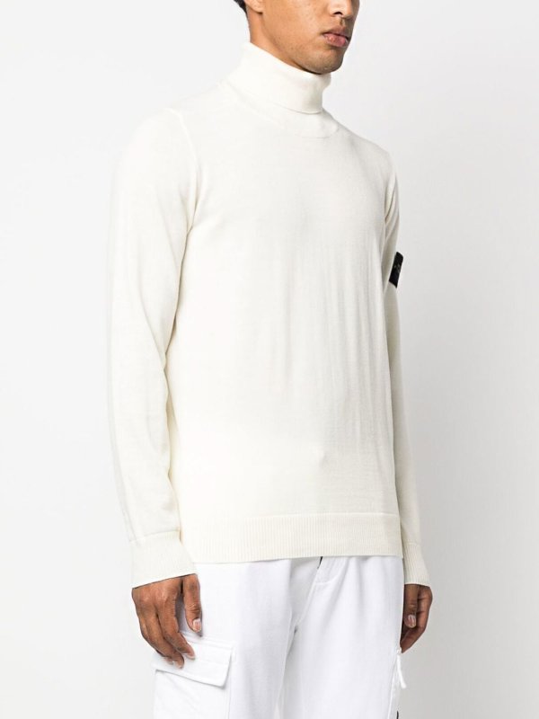 Logo-patch roll neck sweater shop online: STONE ISLAND