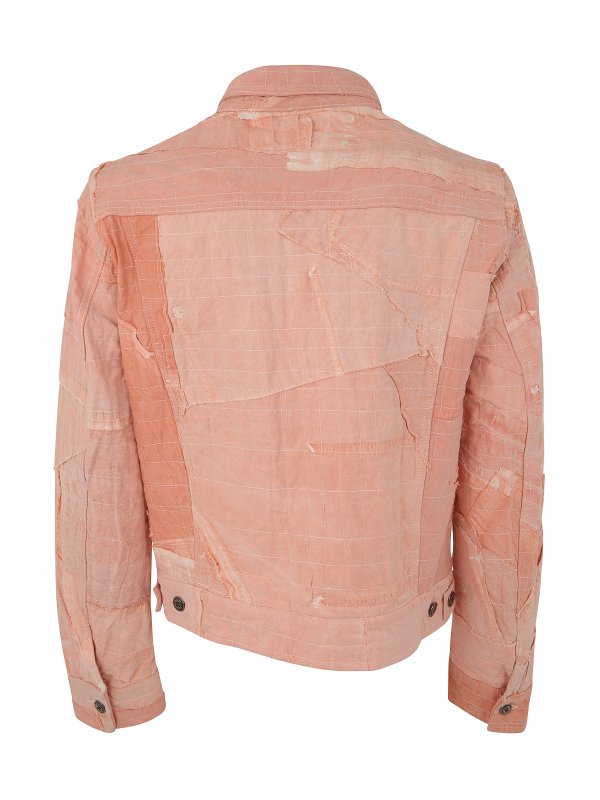 Greg Lauren Pink stitchwork trucker - Pink - Men|FM039PINK