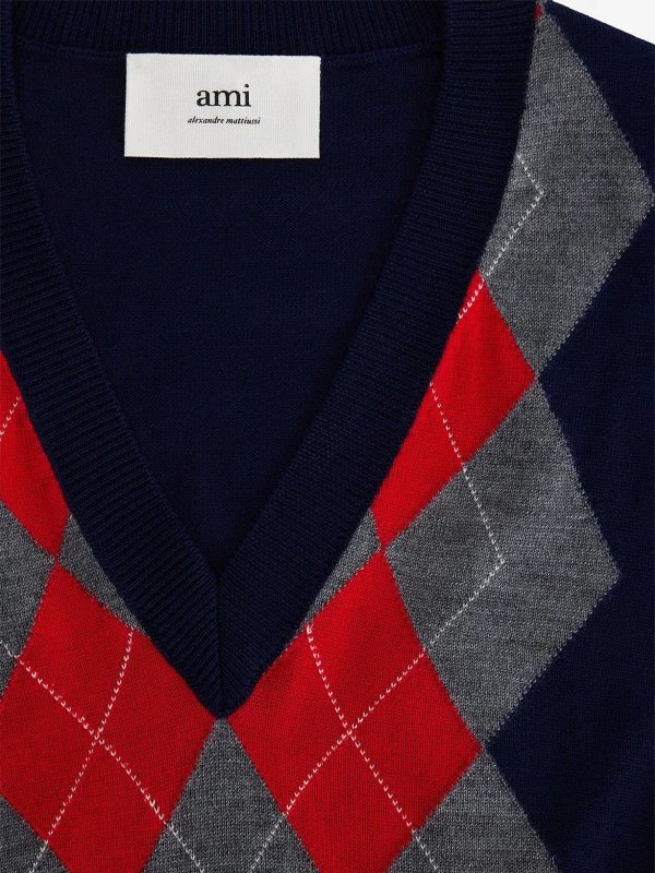 AMI PARIS buy online Ami paris merino wool argyle check vest