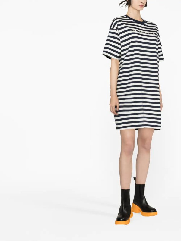 MONCLER: t-shirt online - Abito t-shirt a righe con stampa logo Moncler