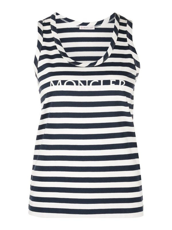 MONCLER: Tops & Tank tops - Moncler striped logo-print tank top