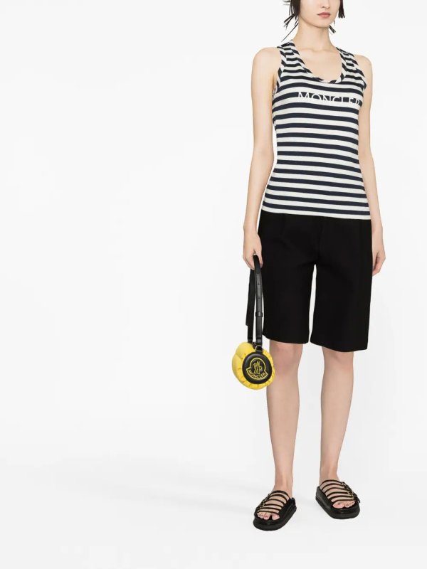 MONCLER: Tops & Tank tops online - Moncler striped logo-print tank top