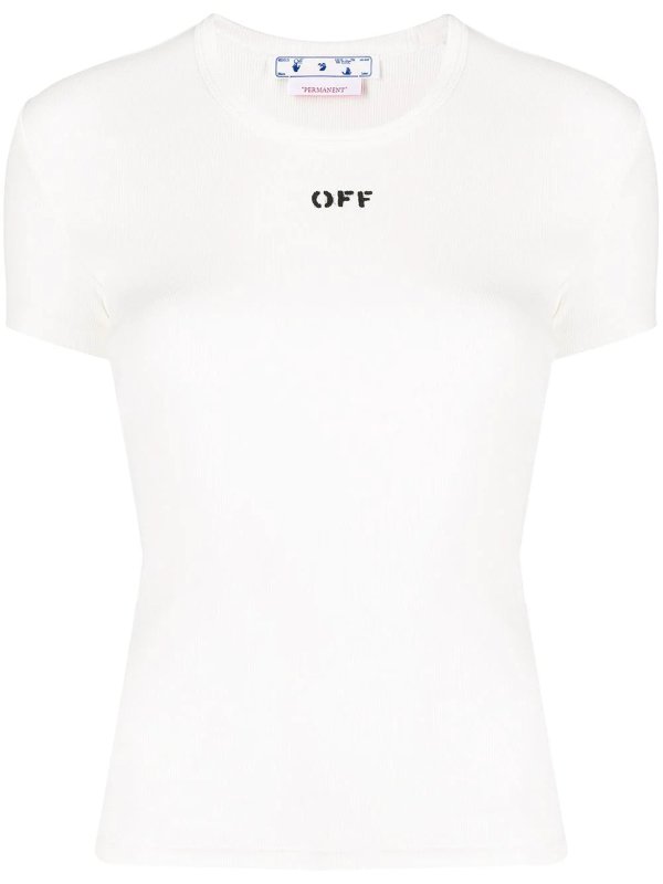 iKRIX OFF-WHITE: Off-white off stamp ribbed basic t-shirt