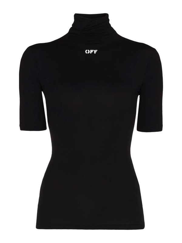 OFF-WHITE: t-shirts - Off-white logo-print roll-neck t-shirt