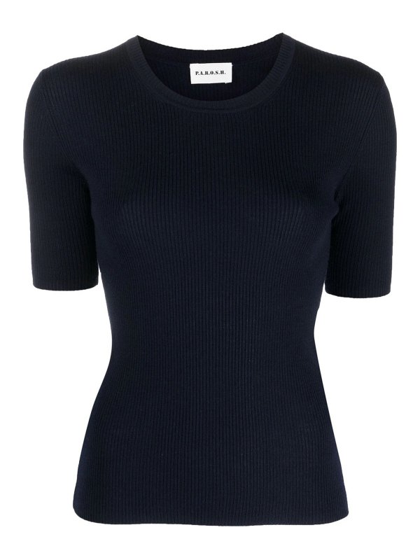P.A.R.O.S.H.: Tops & Tank tops - Parosh short sleeved round-neck knit top