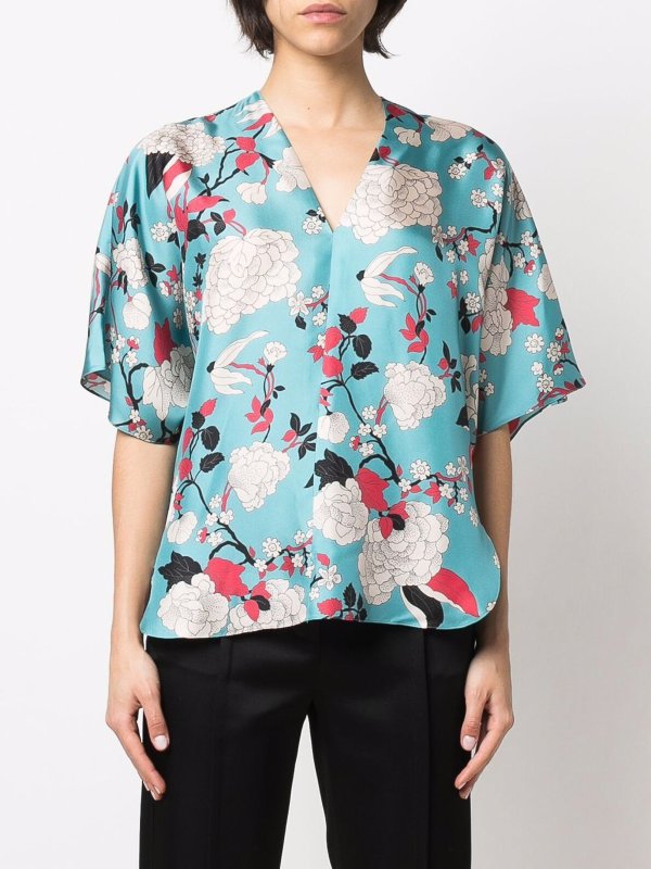 Belted silk blouse shop online: ALBERTO BIANI