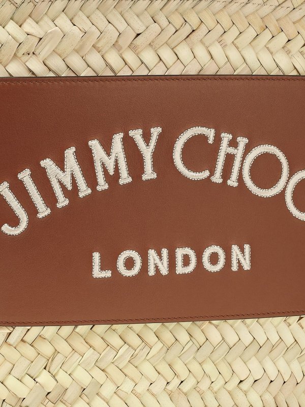 Logo raffia basket bag shop online: JIMMY CHOO