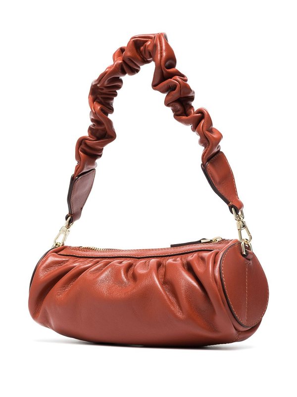 MANU ATELIER: shoulder bags online - Ruched mini cylinder leather bag
