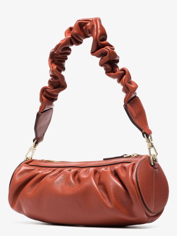 iKRIX MANU ATELIER: shoulder bags - Ruched mini cylinder leather bag
