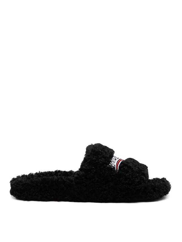 BALENCIAGA: sandals - Furry slide sandals