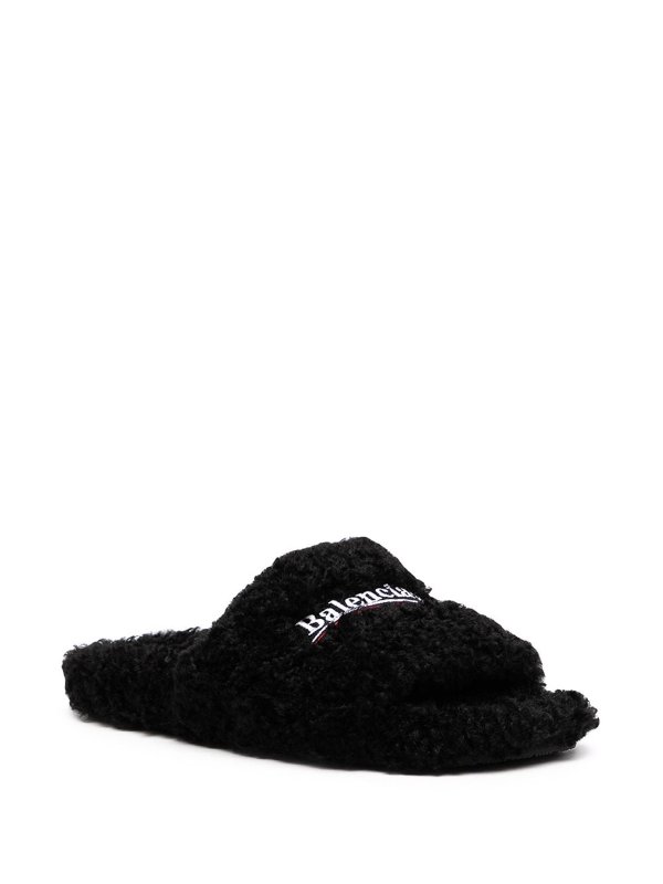 BALENCIAGA: sandals online - Furry slide sandals