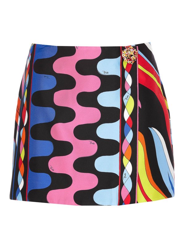 EMILIO PUCCI: gonne al ginocchio  e longuette - Minigonna stampa fiamme