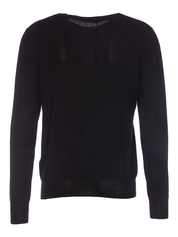 HOSIO: Strickpullover mit Rundhalsausschnitt online - Rundhalspullover - Schwarz