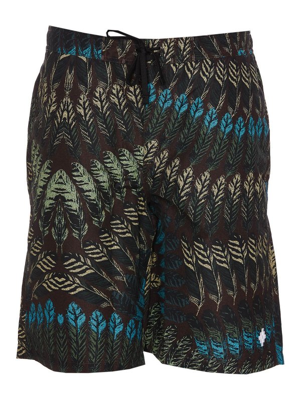 Marcelo Burlon County Of Milan: pantaloni shorts - Costume da bagno in piume Aop