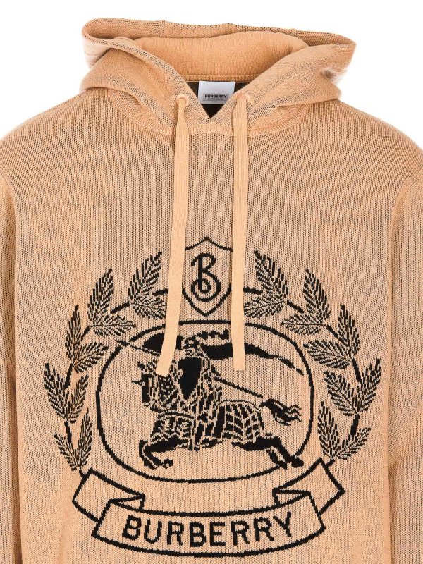 Burberry Equestrian knit mark hoodie Beige Men 8064129