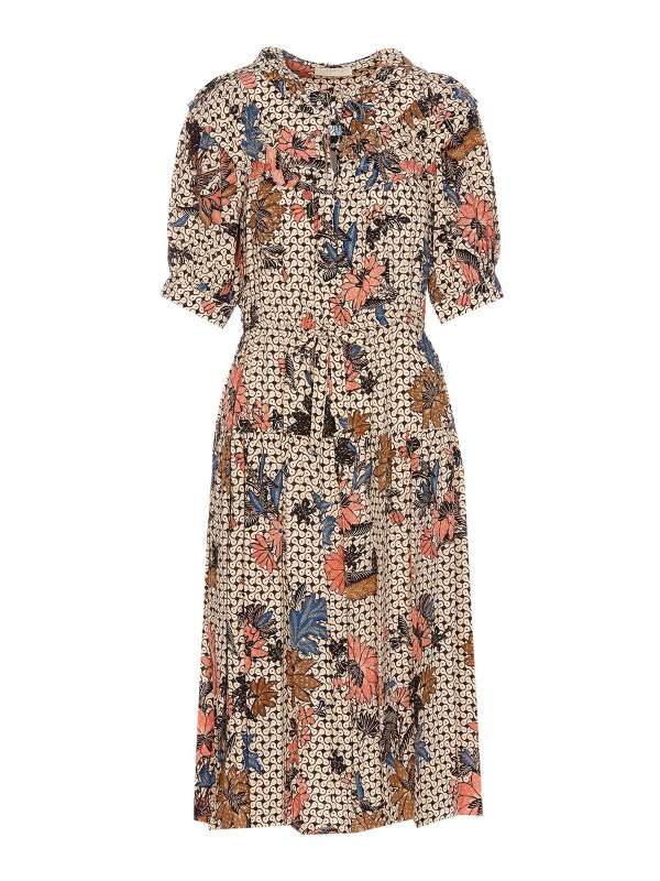 ULLA JOHNSON: ニーレングスドレス - 膝丈ドレス - ベージュ