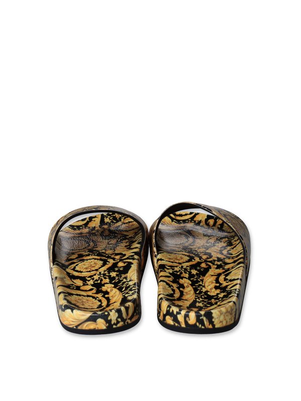 iKRIX VERSACE: flip flops - Gold iconic print boy versace rubber slides
