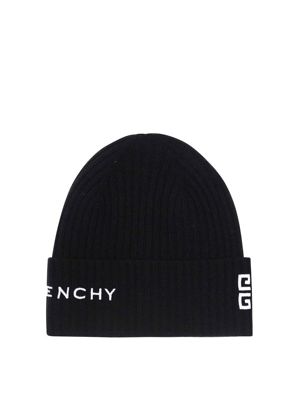 GIVENCHY: casual jackets - Knitted logo beanie