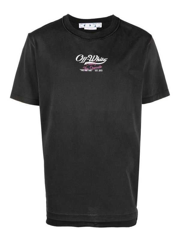 OFF-WHITE: crew necks - Logo-print cotton t-shirt