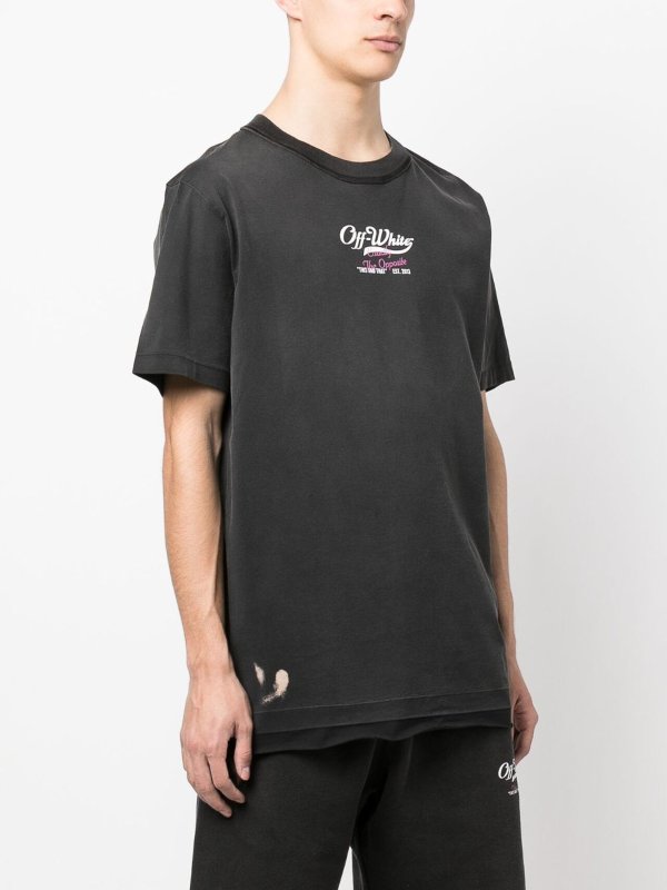 OFF-WHITE: crew necks online - Logo-print cotton t-shirt