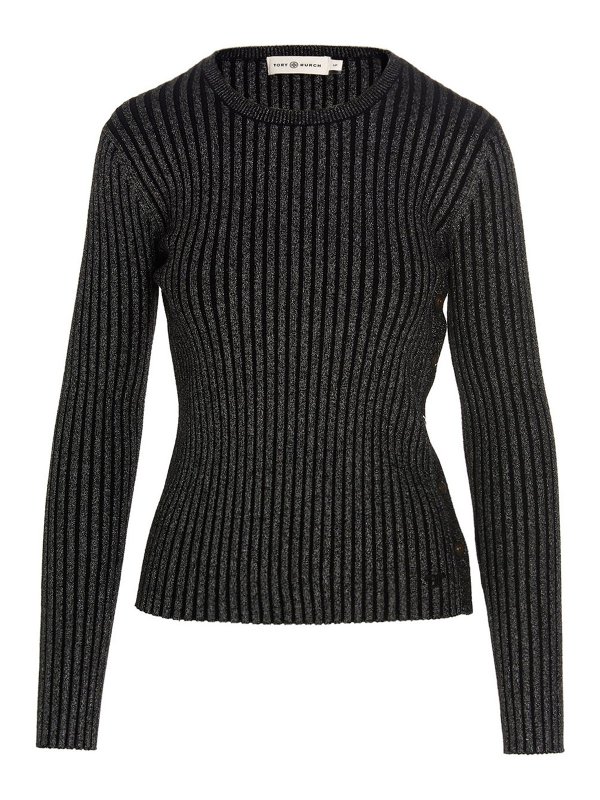 TORY BURCH: Strickpullover mit Rundhalsausschnitt - Rundhalspullover - Schwarz