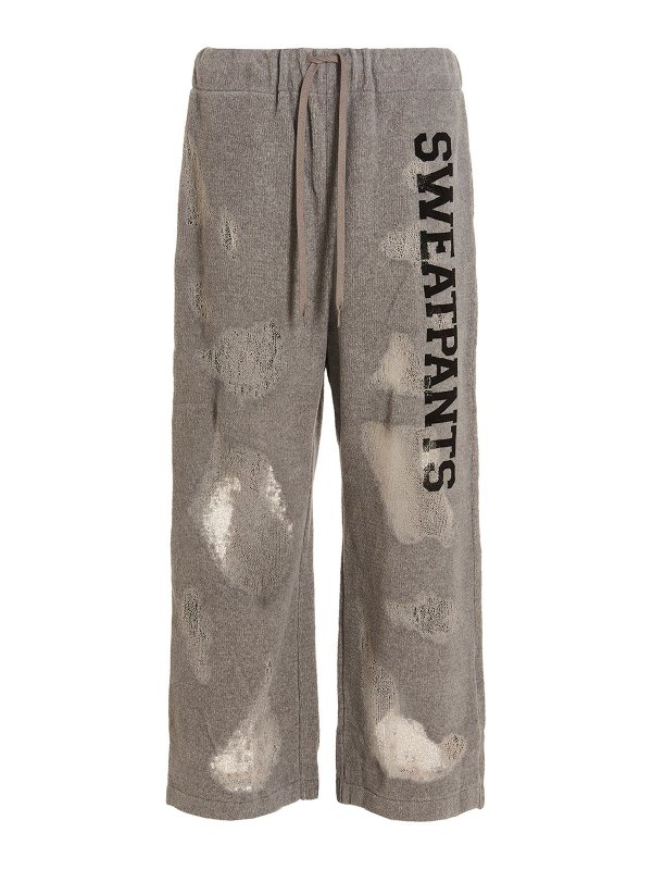 DOUBLET: tracksuit bottoms - ripped off knit joggers