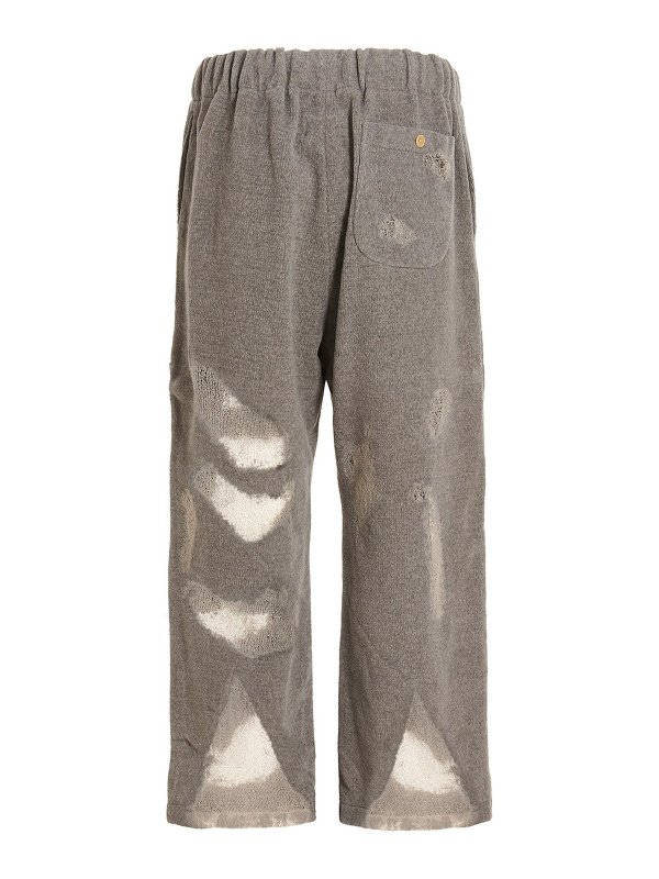 DOUBLET: tracksuit bottoms online - ripped off knit joggers