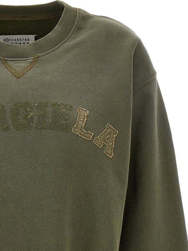 The Best Shops Maison Margiela: Sweatshirts & Sweaters - Logo embroidery cropped sweatshirt