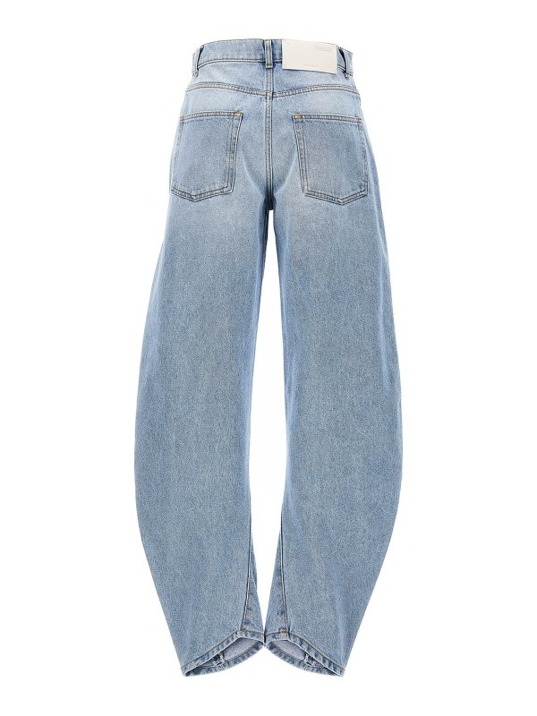 OFF-WHITE: straight leg jeans online - bleach twist banana jeans