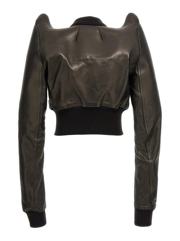 RICK OWENS: leather jacket online - cropped tec flight jacket