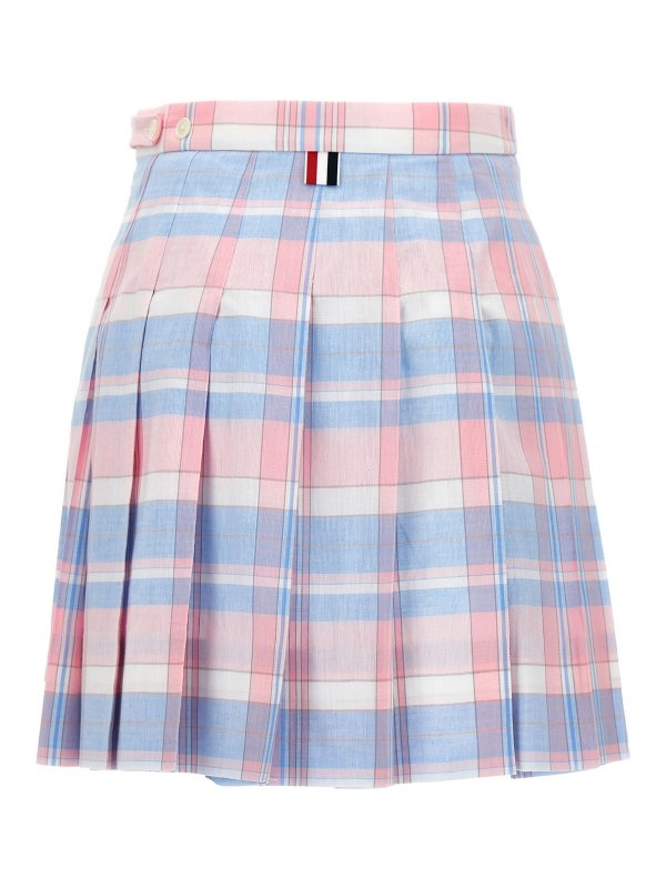 THOM BROWNE: Knee length skirts & Midi - Check pleated skirt