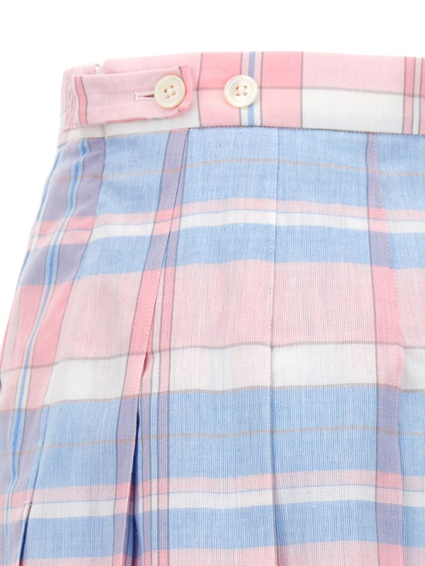 Check pleated skirt shop online: THOM BROWNE