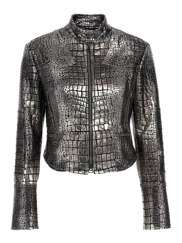 TOM FORD: Lederjacken - Lederjacke - Silber