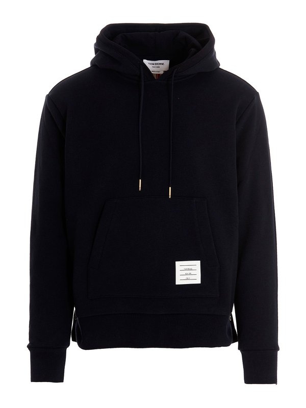 THOM BROWNE: Sweatshirts & Sweaters - Logo patch hoodie