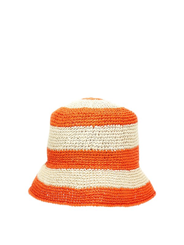 LA DOUBLEJ: hats & caps - Striped raffia bucket hat