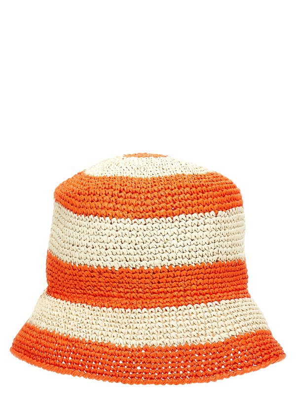 LA DOUBLEJ: hats & caps online - Striped raffia bucket hat