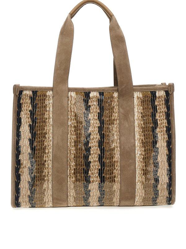 BRUNELLO CUCINELLI: totes bags - Sequin python shopping bag