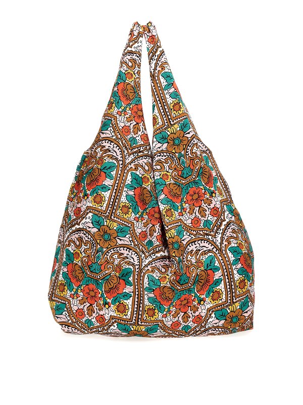 LA DOUBLEJ: totes bags - Printed satin reversible shopping bag