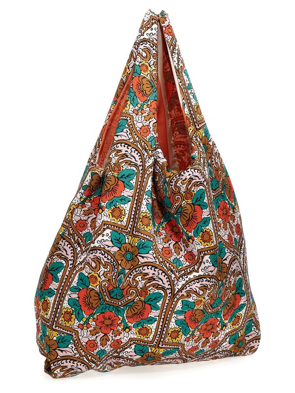 LA DOUBLEJ: totes bags online - Printed satin reversible shopping bag