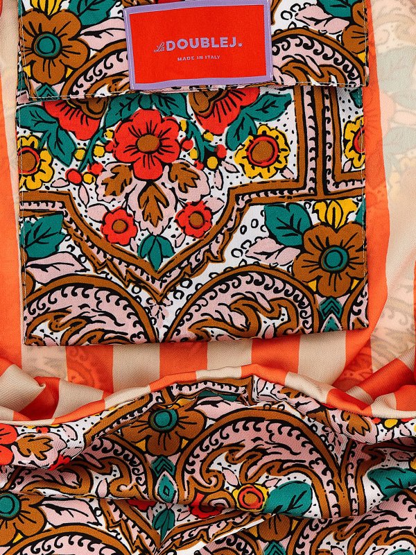 Printed satin reversible shopping bag shop online: LA DOUBLEJ
